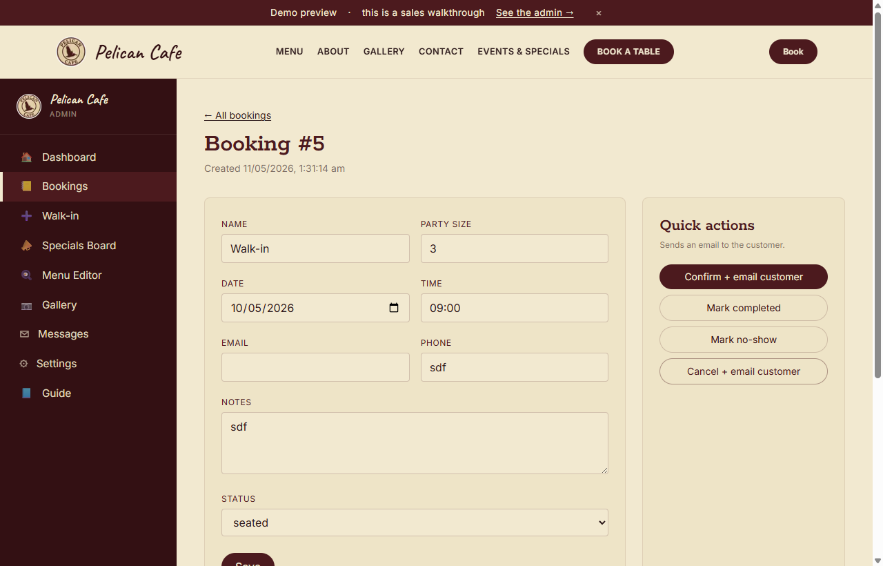 Confirm or modify a booking